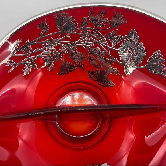 Viking Ruby Red Sterling overlay divided relish dish - Picture 7 of 8